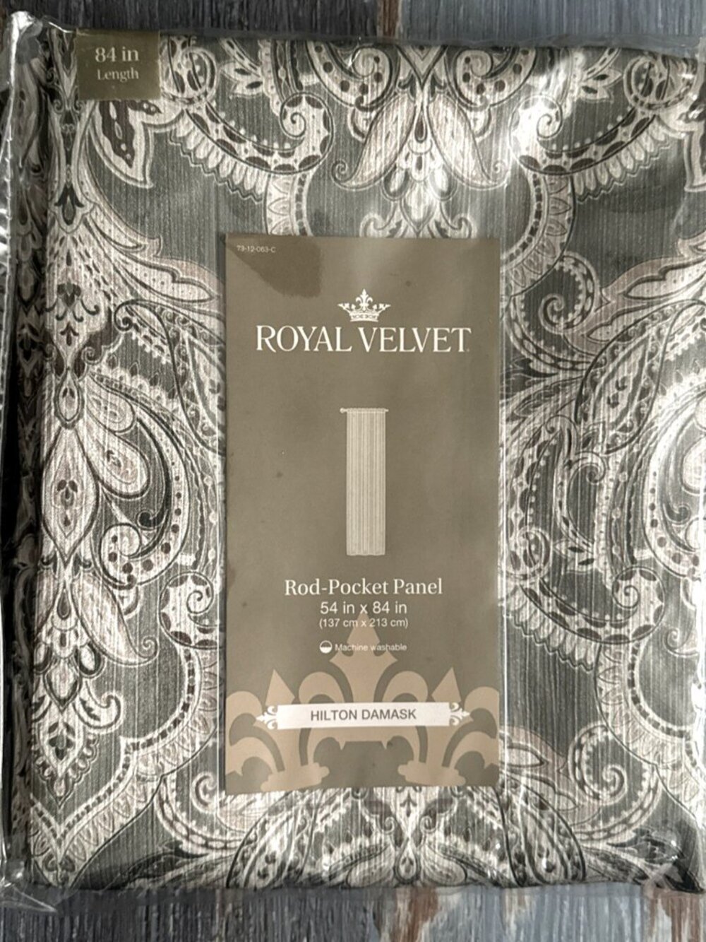Royal Velvet Hilton Damask Rod Pocket Panels Pair 54"x84" Evening Sage Green NEW
